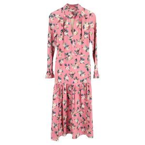 Vilshenko Floral Midi Dress in Pink Wool